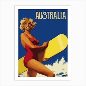 Australia, Woman with a Surfing Board Art Print