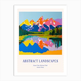 Colourful Abstract Grand Teton National Park Usa 3 Poster Blue Art Print