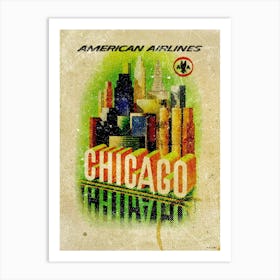 Vintage Travel Poster ― American Airlines Chicago Art Print