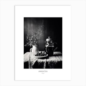 Poster Of Amantea, Italy, Black And White Photo 3 Art Print
