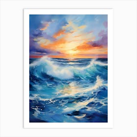 Ocean Waves At Sunset 2 Art Print