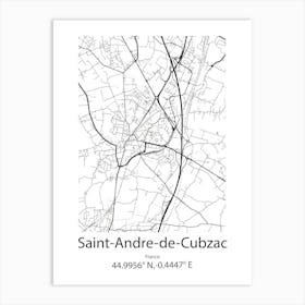 Saint Andre De Cubzac,France Minimalist Map Art Print