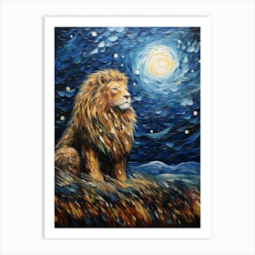 Lion In The Night Sky Art Print