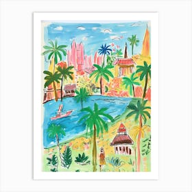 Bangkok, Dreamy Storybook Illustration 3 Art Print