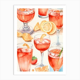 Watercolor Cocktail Watercolor Painting Art Print