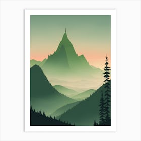 Misty Mountains Vertical Composition In Green Tone 49 Art Print