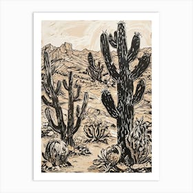 Cactus In The Desert 2 Art Print