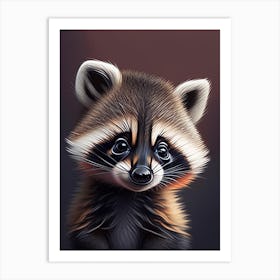 Baby Raccoon Cute Digital Art Print