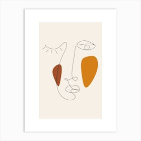 Abstract Face Monoline Asthetic Mnimalist Drawing Art Print