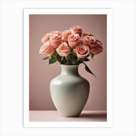 A Vase Of Pink Roses 91 Art Print