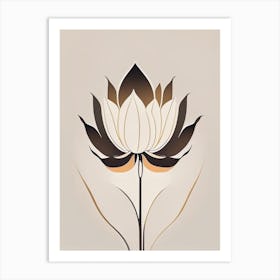 Giant Lotus Retro Minimal 4 Art Print