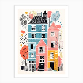 A House In Manchester, Abstract Risograph Style 1 Art Print