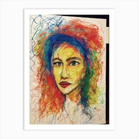 Portrait Of A Woman With Colorful Hair Art Print