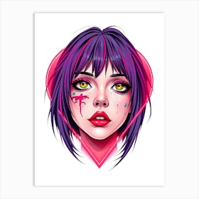 Girl With Pink Hair Art Print