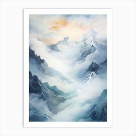 Blue Abstract Mountain Landscape #1 Art Print