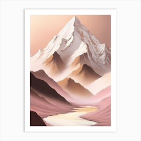 Pink Gold Mountain Landscape Art Print