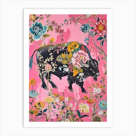 Floral Animal Painting Buffalo 3 Art Print