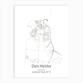 Den Helder,Netherlands Minimalist Map Art Print