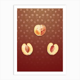 Vintage Nectarine Botanical on Falu Red Pattern n.0867 Art Print