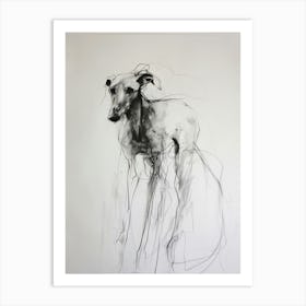 Greyhound Dog Charcoal Line 1 Art Print
