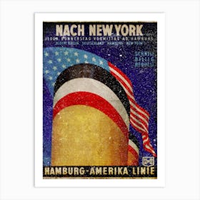 Vintage Travel Poster ― Nach New York Hamburg Amerika Linie Art Print