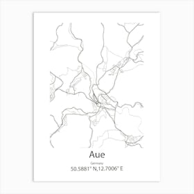 Aue,Germany Minimalist Map Art Print