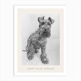 Kerry Blue Terrier Line Sketch 2 Poster Art Print