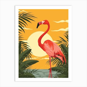 Greater Flamingo Rio Lagartos Yucatan Mexico Tropical Illustration 10 Art Print