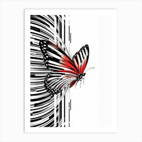 Butterfly On A Barcode Art Print