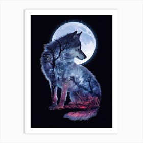 Wolf In The Moonlight Art Print