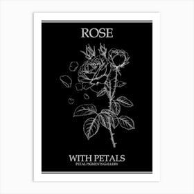 Rose With Petals Line Drawing 2 Poster Inverted Art Print