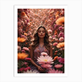 Girl In A Flower Field Art Print