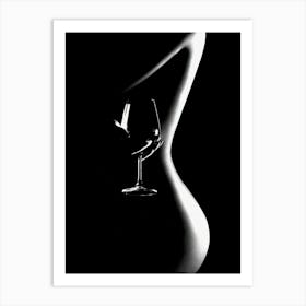 Black And White Woman Drinking Wine Art Print