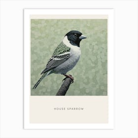 Ohara Koson Inspired Bird Painting House Sparrow 2 Poster Art Print