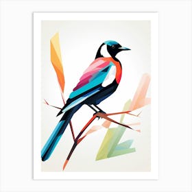 Colourful Geometric Bird Magpie 3 Art Print