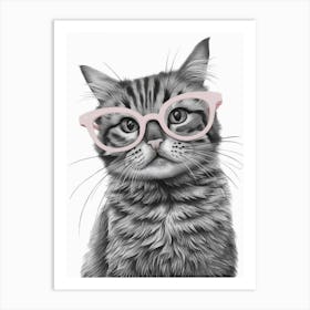 Cat In Glasses 1 Art Print