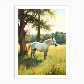 White Horse In A Field Art Print