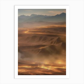 Flaming Desert Landscape Art Print