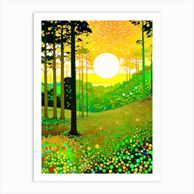 Sunset In The Forest Art Print