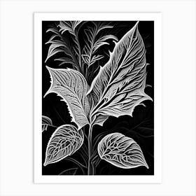 Salvia Leaf Linocut 2 Art Print