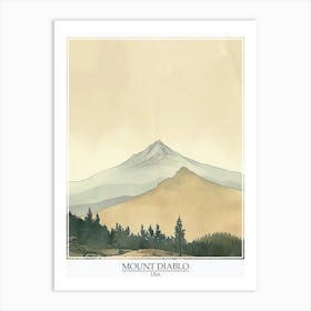 Mount Diablo Usa Color Line Drawing 7 Poster Art Print