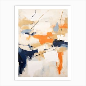 Navy And Orange Autumn Abstract Painting 5 Art Print