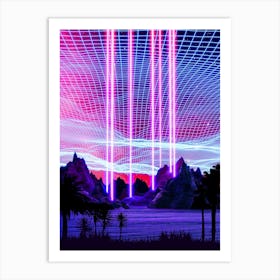 Neon landscape: Abstract canyon #3 [synthwave/vaporwave/cyberpunk] — aesthetic retrowave neon poster Art Print