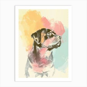 Rottweiler Dog Pastel Watercolour Illustration Art Print