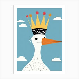 Little Stork Wearing A Crown Art Print