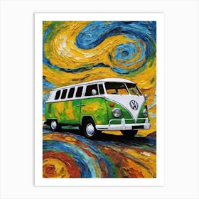 Bus And Star Road Art Print