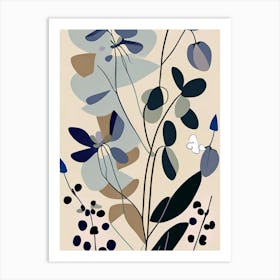 Speedwell Wildflower Modern Muted Colours 1 Art Print