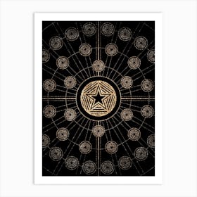 Geometric Glyph Radial Array in Glitter Gold on Black n.0219 Art Print