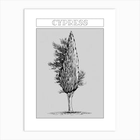 Cypress Tree Minimalistic Drawing 4 Poster Art Print