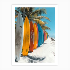 Colorful Surfboards On The Beach Art Print